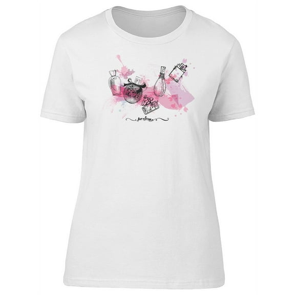 Perfume Bottles On A Pink Spot T-Shirt Women -Image by Shutterstock, Female x-Large