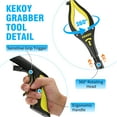 thumbnail image 3 of 36" Grabber Reacher, Kekoy Foldable Grabbers for Elderly Grab it Reaching Tool Heavy Duty, Anti-Slip Rotating Jaw with Magnet, 4" Wide Claw Opening Reachers for Seniors, Trash Picker Tool(Yellow), 3 of 6