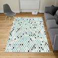 thumbnail image 2 of Geometric Turkish Area Rug, Abstract ZigZag Hexagon Vivid and Dark Color Hue Tone Intensity Art Print, Soft Carpet for Living Room Decor with Distressed Look, 2.6' x 5', Pale Blue, by Ambesonne, 2 of 4