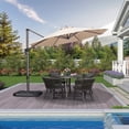 thumbnail image 4 of PURPLE LEAF 10 Ft Cantilever Umbrella Round Outdoor Patio Umbrella Large Offset Hanging Umbrella Aluminum Umbrella with 360°Rotation Adjustable Garden Pool Umbrella,Beige, 4 of 12