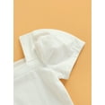 thumbnail image 5 of Baby Girls Short Skirt Suit Short Sleeves Square Neck Solid Color Tops Check Pattern Skirt, 5 of 8