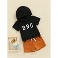thumbnail image 3 of Bagilaanoe 2pcs Baby Boys Summer Clothes Letter Print Short Sleeve Hoodie T-shirt Tops and Casual Shorts Set, 3 of 9