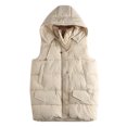 thumbnail image 5 of Fesfesfes Hoodie Coat for Women Pocket Vest Coat Jacket Winter Sleeveless Hooded Zipper Solid Outerwear, 5 of 9
