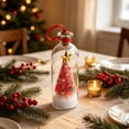 thumbnail image 3 of Recordable Christmas Tree Message in a Bottle, Glass Snowy Tree Ornament with Voice Playback Warm LED Light, Holiday Keepsake Gift Decor, 3 of 5
