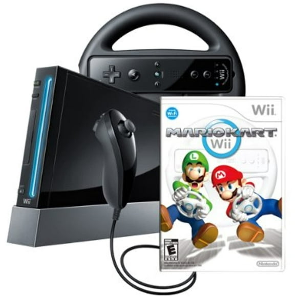 Wii Console with Mario Kart Wii Bundle-Black - Bundle Edition