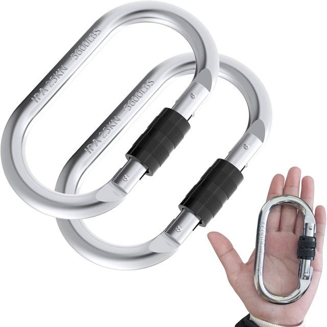 MOPNGXT - Juego de 2 mosquetones de escalada resistentes y confiables - Capacidad de 25 kN = 5600 lb - Equipo duradero para cuerdas, aparejos y hamacas - No recomendado para barras de dominadas