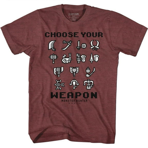 Monster Hunter Choose Your Weapon Vintage Maroon T-Shirt