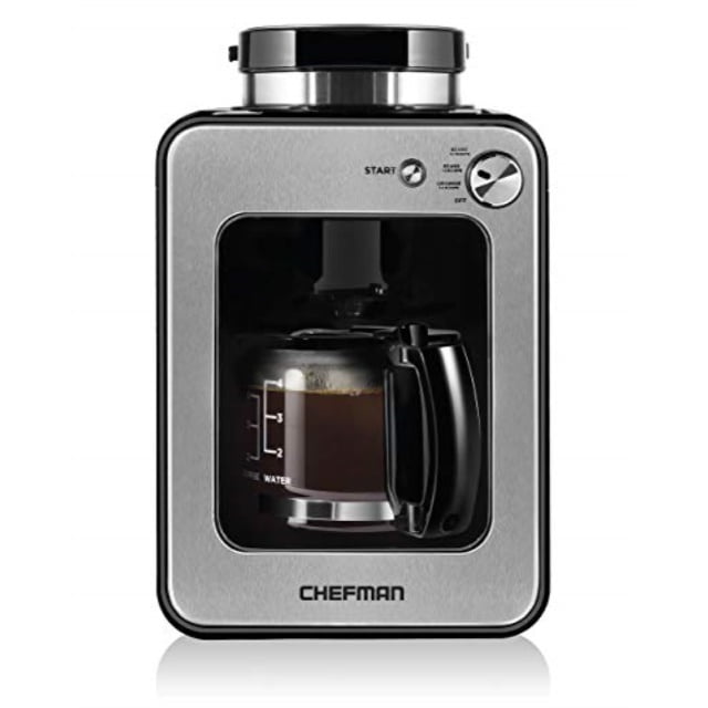 Chefman Grind and Brew 4 Cup Coffee Maker and Grinder, Compatible w
