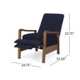 thumbnail image 5 of GDF Studio Neihart Contemporary Channel Stitch Pushback Recliner, Navy Blue Fabric and Teak, 5 of 12