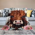 thumbnail image 2 of JEUXUS Cute Highland Cow Blanket Cow Gifts Soft Cozy Highland Cow Flower Throw Blanket Farm Animal Cow Print Decor Plush Bedding Blanket for Bed Girls Kids Adults, 2 of 6