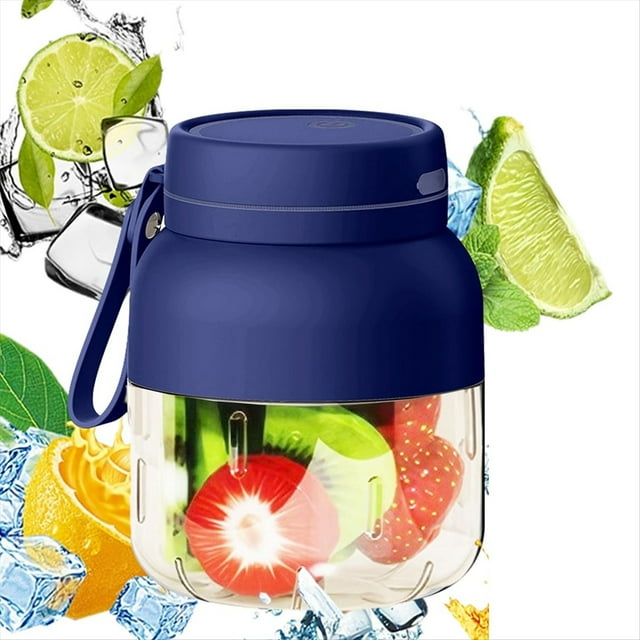 Exprimidor Eléctrico Portátil, Exprimidor de Frutas Recargable para Estudiantes, Gran Capacidad, Ideal para Uso Escolar y Doméstico, Color Azul