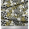 thumbnail image 2 of Soimoi Yellow Cotton Duck Fabric Leopard Animal Skin Printed Fabric 1 Yard 56 Inch Wide, 2 of 3