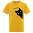 thumbnail image 2 of Camisetas con estampado divertido de gato negro maullido para hombre, camisetas transpirables, ropa de calle de verano, camisetas holgadas de algodón de manga corta de gran tamaño, 2 of 5