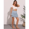 thumbnail image 3 of DARING DIVA Women's Elastic Waist Layer Ruffle A-Line Skirt M Blue a, 3 of 6