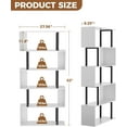 thumbnail image 3 of 5 Tier Geometric Bookcase,S Shaped Bookshelf, Wood Decorative Storage Shelving, Modern Freestanding Display Shelves, Tall Book Shelf Unit for Living Room Bedroom, White, 3 of 7