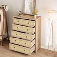 thumbnail image 3 of EastVita 5 Drawer Tall Dresser for Bedroom 45 in Rattan Chest of Drawers Wooden Chest with Clothes Storage Cabinet Drawer Organizer for Home Natural, 3 of 7