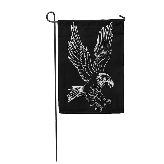 LADDKE Flying Bald Eagle Silhouette Black This Tattoo Other Uses Hawk White Mascot Bird USA Garden Flag Decorative Flag House Banner 12x18 inch