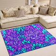 thumbnail image 2 of Purple Flowers 63''x48'' Plush Memory Foam Bath Mat, Soft, Absorbent, Non Slip, Durable, 2 of 7