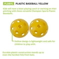 thumbnail image 3 of Champion Sports 9" Hollow Plastic Baseballs - Athletic Baseball Equipment - Regulation Size Balls - Fun for All Ages - Lightweight/Durable - Pack of 12 Yellow, 3 of 5