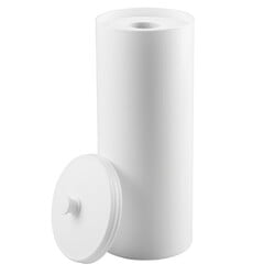 iDesign Toilet Paper Canister with Lid, Storage for 3 Rolls, 6.3'' x 15.5'', White