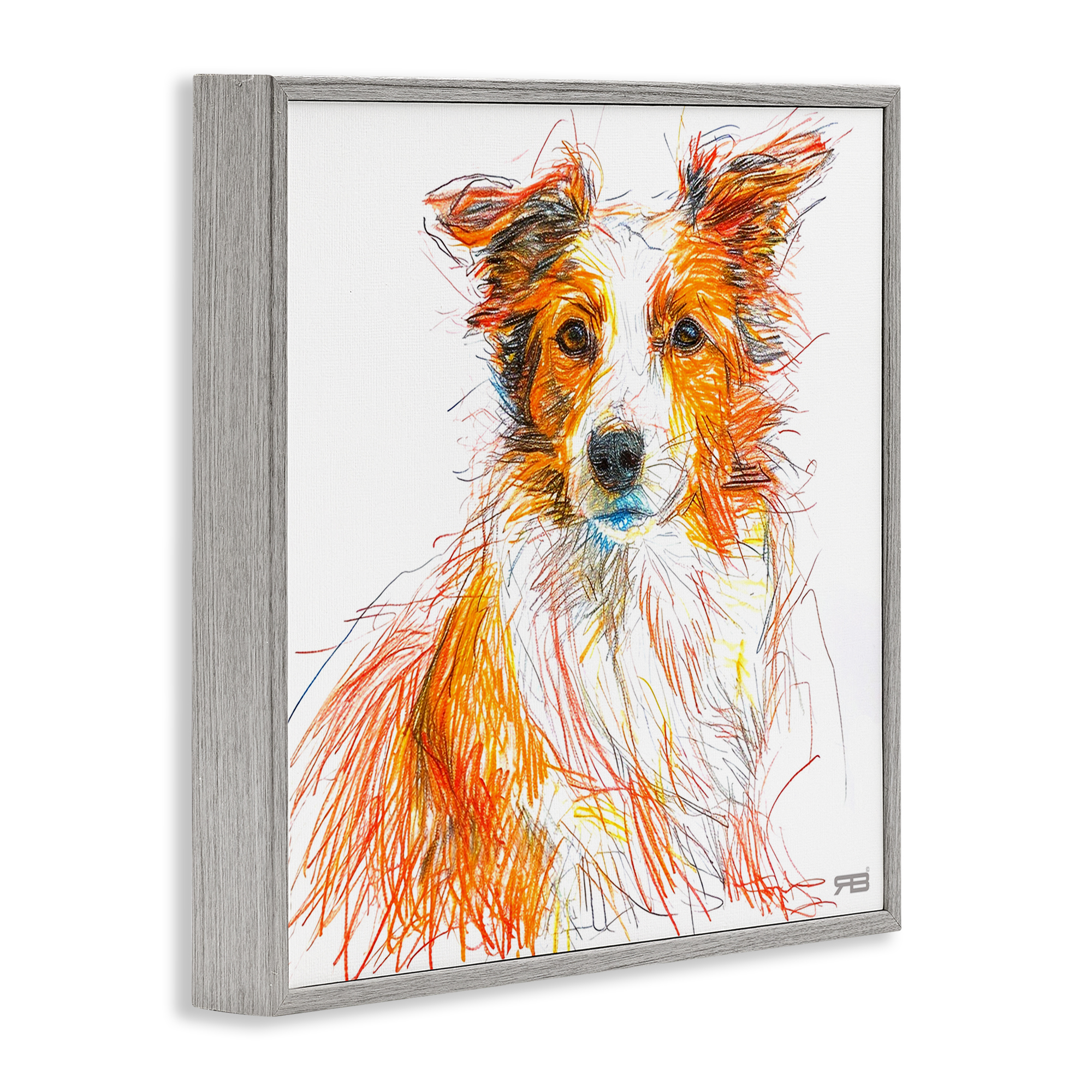 Stupell Industries Collie Dog Sketch Style Animals & Insects Painting Gray Framed Art Print Wall Art, 24 x 24