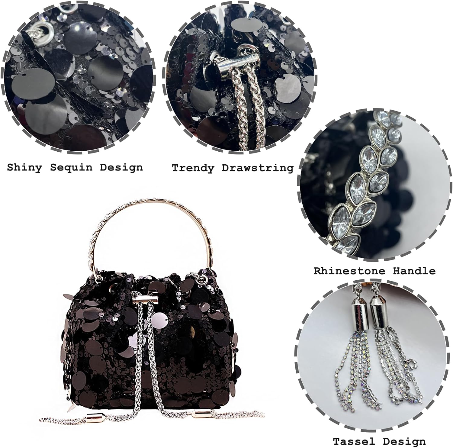 Sparkly Sequin Evening Handbags Purse for Women Glitter Clutch Crossbody Bag for Evening Wedding Party Prom