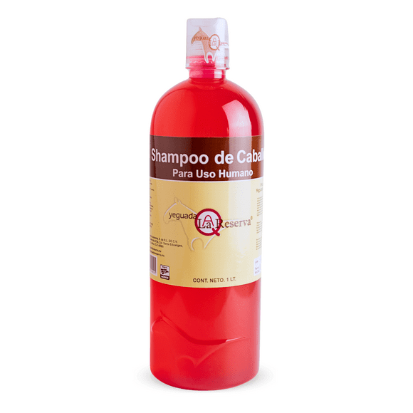 Shampoo de Caballo Rojo para uso Humano Yeguada la Reserva 1 Litro Yeguada la Reserva Ideal para Todo Tipo de Cabello / Estimula el Crecimiento, Fortalecimiento y Brillo /1 L