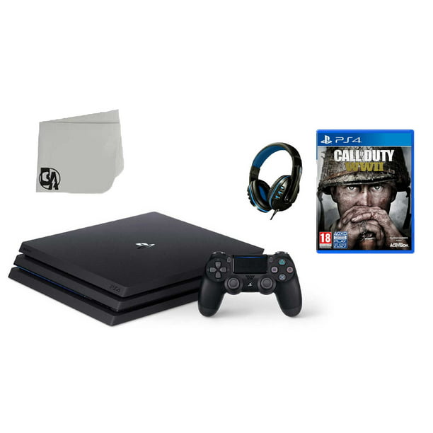 Sony 4 PRO 1TB Gaming Console Black with Call of Duty WW2 BOLT Bundle Used -