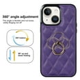 thumbnail image 2 of ELEHOLD for iPhone 13 Mini 5.4 inch 2021 Case, Luxury Rhomboid Quilted PU Leather Soft TPU Bumper 360 Degee Rotatable Metal Finger Ring Holder Kickstand Shockproof Case for iPhone 13 Mini, Purple, 2 of 8