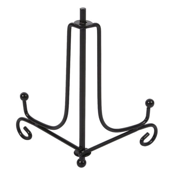 Iron Plate Stand for Display, Decorative Black Metal Plate Holder for Displaying, Heavy Duty Mini Easel, Frame, Book, Card, Plaque, Bowl, Picture Stands for Display, 5.12x3.97"