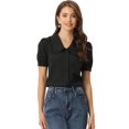 thumbnail image 1 of Blusa retro vintage Allegra K manga corta con cuello Peter Pan Negro XL, 1 of 5