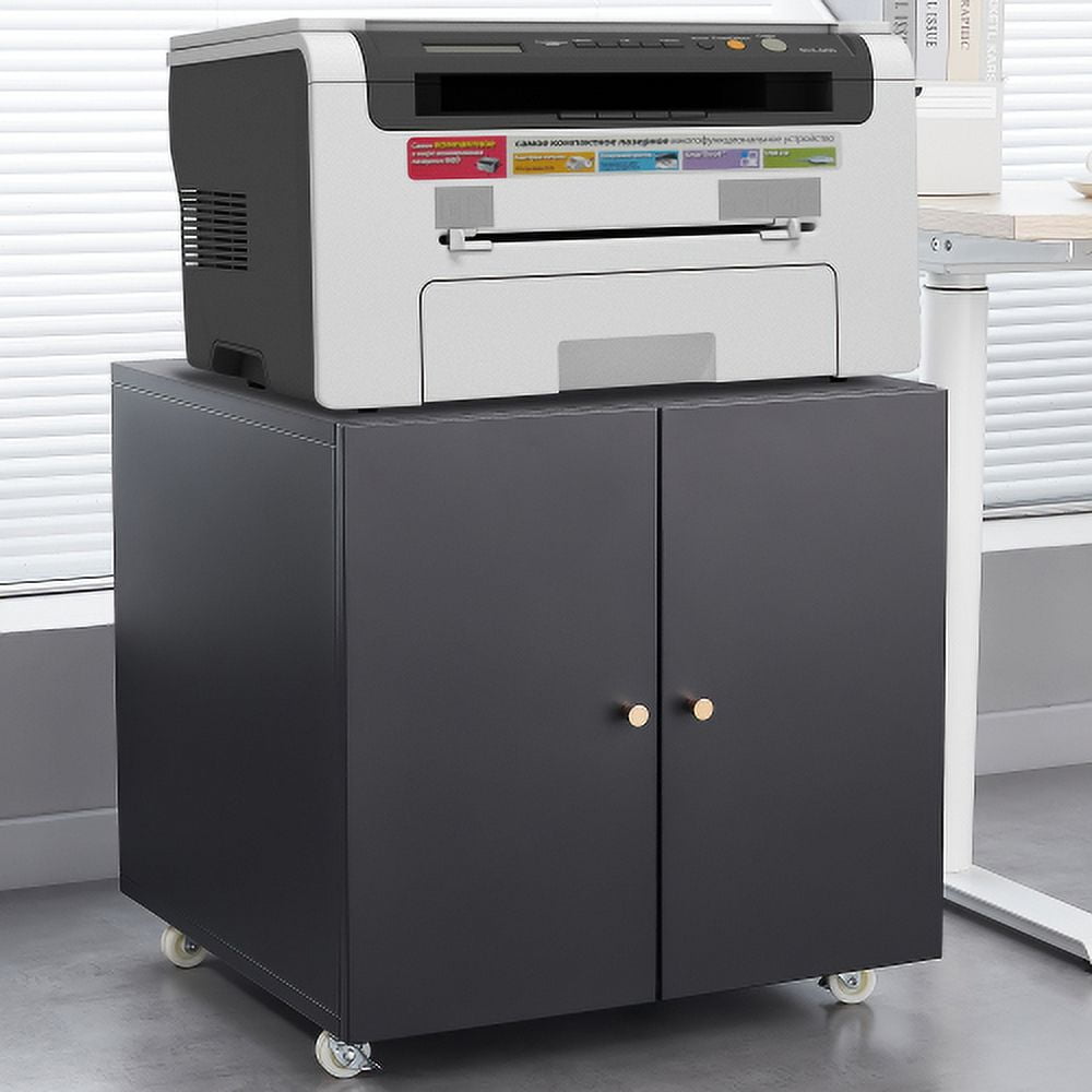Mobile File Cabinets with 4 wheels, Office furniture Copier Cabinet black 2 door steel copier stand mobile pedestal file Printer Stand