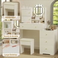 thumbnail image 4 of Makeup Vanity Desk with Mirror and Lights Dressing Table with 5 Drawers Bedroom Storage Cabinet,White 02, 4 of 8