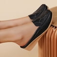thumbnail image 2 of Womens Wedge Mules Slip On Loafers Comfortable Memory Foam PU Faux Leather Non-Slip Work Casual Shoes Black,Size 7.5, 2 of 8