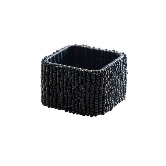 Classic Square Napkin Ring in Black, Set of 4