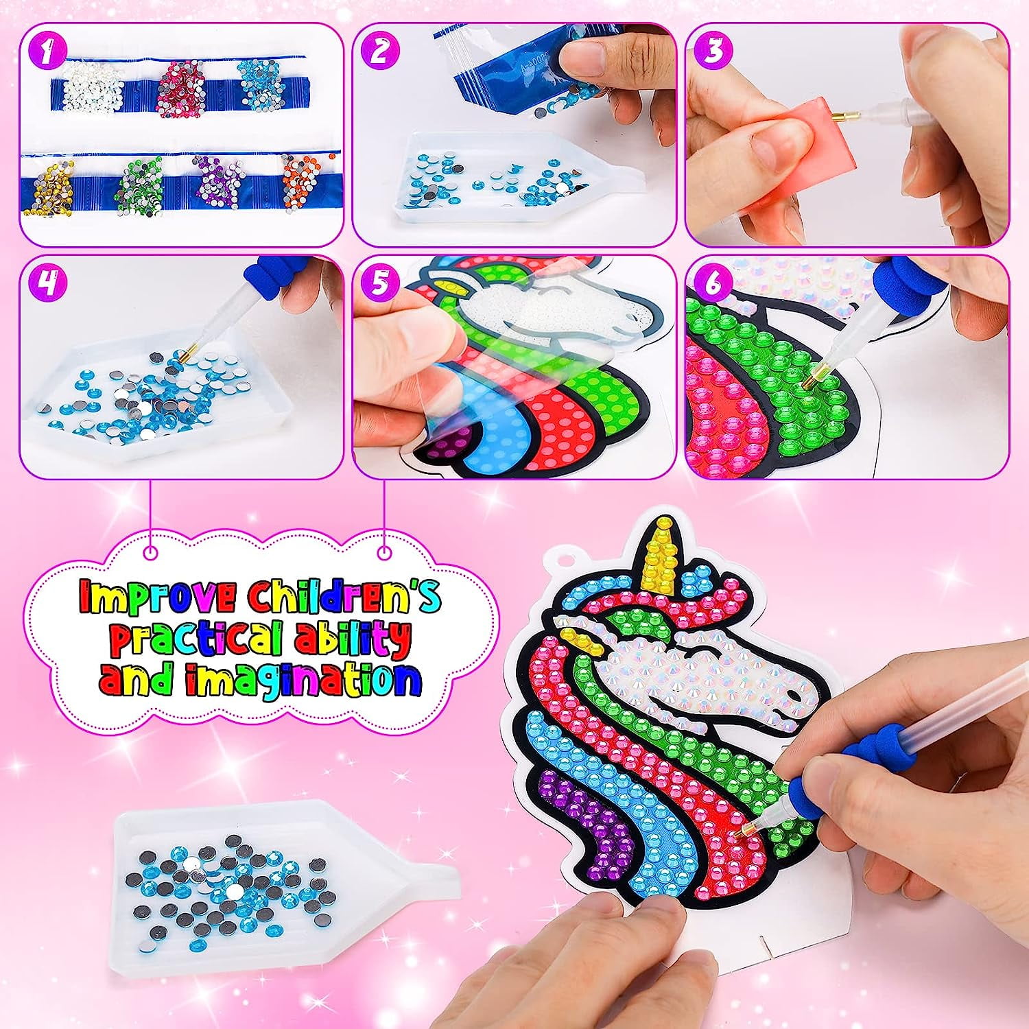 Innofans Diamond Painting Kit for Kids - Unicorn 5D Diamond Dotz Kits Art &  Crafts Supplies Frame Kit Set for Beginners Unicorn Gifts Girls Toys Age  6-8 Crafts for Girls Age 4-6