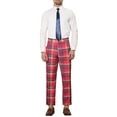 thumbnail image 2 of INSPIRE CHIC Work Pants for Men Plaid Business Formal Prom Checked Trousers 30 Red, 2 of 7