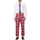 thumbnail image 2 of Pantalones de trabajo INSPIRE CHIC para hombres, formales de negocios, de cuadros, pantalones de prom, 30 rojo, 2 of 7