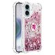 thumbnail image 2 of Funda para iPhone 16 Plus con Brillo Líquido Flotante, Purpurina, Parachoques y Anillo Giratorio Soporte, 2 of 5