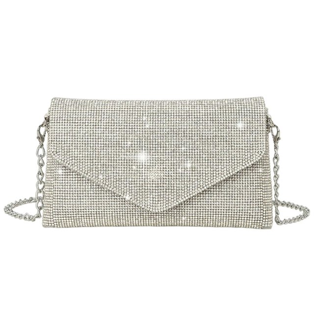 Sac à Main Enveloppe en Strass Chaîne Pailletée Sac de Soirée Sac à Main pour Dames (Vert)