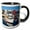 Black/White, variant on 3drose, Denmark, Faroe Islands, Torshavn. Capital City Faroes. Old Town Port., 11oz Two-tone Blue Mug