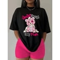 thumbnail image 1 of Camiseta de cuello redondo con estampado de oso, informal, de manga corta para primavera y verano, para mujer. Ideal para adultos, hombres, mujeres, adolescentes, jóvenes., 1 of 4
