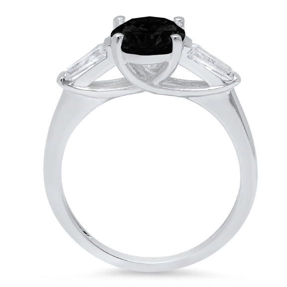 2.5 ct Oval Cut Natural Onyx Three-Stone Engagement Ring for Women in 18K White Gold