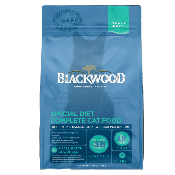 Blackwood Grain Free Cat Food Duck Meal, Salmon Meal & Field Pea 4 lb.