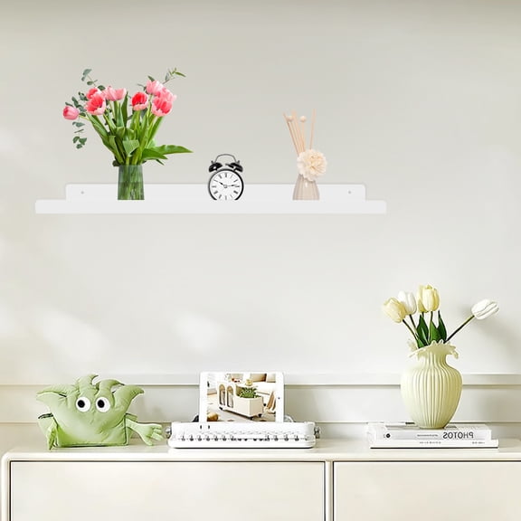 Floating Shelf, Wall Mounted Display Shelf, Rectangle Wall Storage Shelf White 60*12cm