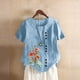 thumbnail image 1 of Fiudx Ofertas Flash Del Día Blusa Superior de Camiseta de Manga Corta con Cuello Redondo y Botones Informales con Estampado de Moda para Mujer, 1 of 4