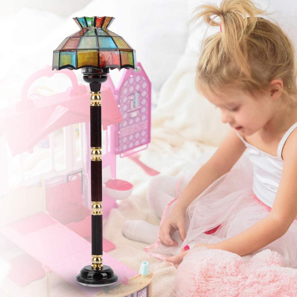 Dollhouse Miniature LED Floor Lamp Light Model Operated Kids Toys 
