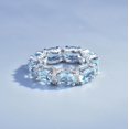 thumbnail image 3 of Bracelet de Tennis Zircone Cubique Ronde de Couleur Bleue et Ensemble d'Anneaux, 3 of 5