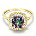 thumbnail image 3 of Gem Stone King 10K Yellow Gold Green Mystic Topaz and White Diamond Women Engagement Ring (1.87 Cttw, Cushion Cut 7MM, Available in Size 5, 6, 7, 8, 9), 3 of 7