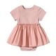 thumbnail image 1 of Odeerbi Bodysuit de Algodón Para Niñas En Verano Vestido de Color Sólido Mono Cuello Redondo Manga Corta Onesie, 1 of 4